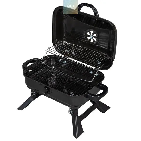 Portable Charcoal Grill BBQ and Smoker with Lid Folding Tabletop Grill @ all in 1 world all in 1 world