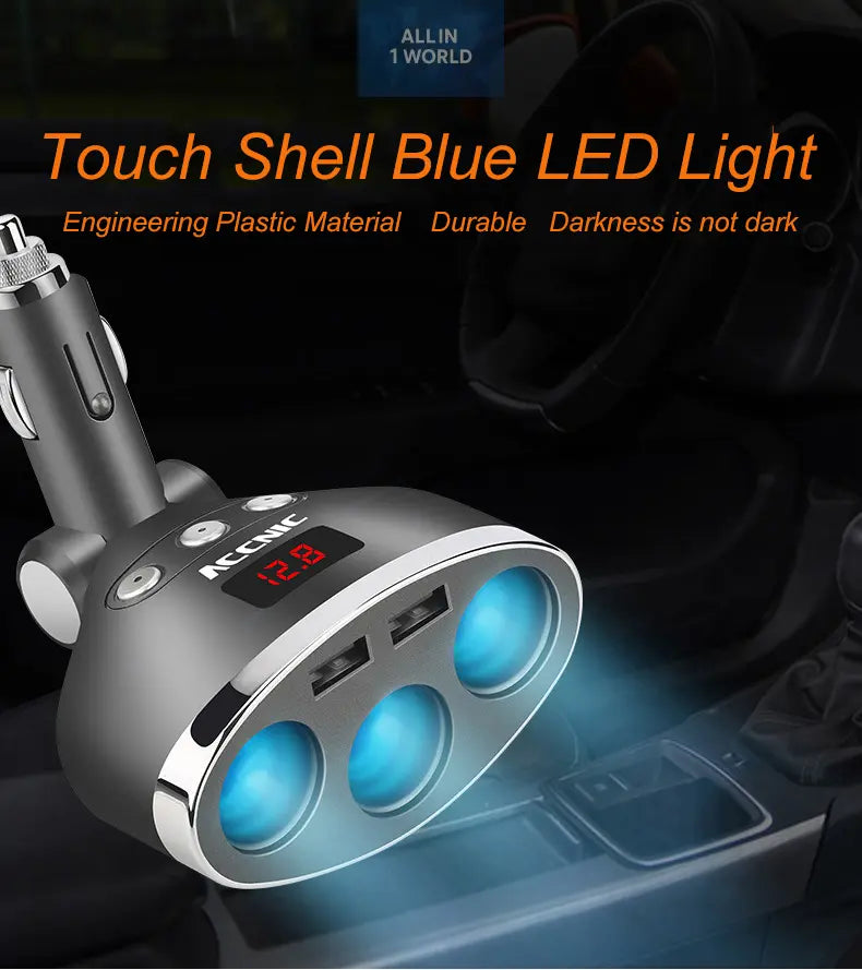 3 in 1 Dual USB Car Cigarette Lighter Socket @all in 1 world all in 1 world