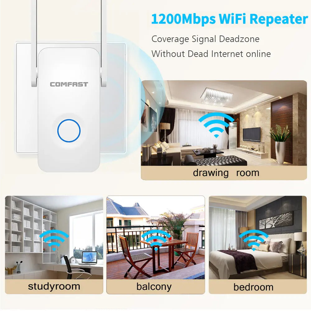 Router Booster AC1200 Dual Band WiFi Range Extender all in 1 world