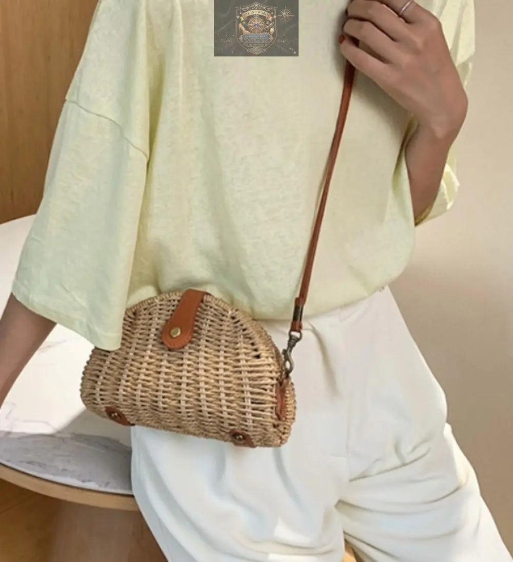Casual Mini Oval Straw Crossbody Bag ALL IN 1 WORLD