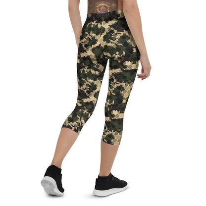 Womens Army Camo Capri Leggings with Honeycombs ALL IN 1 WORLD