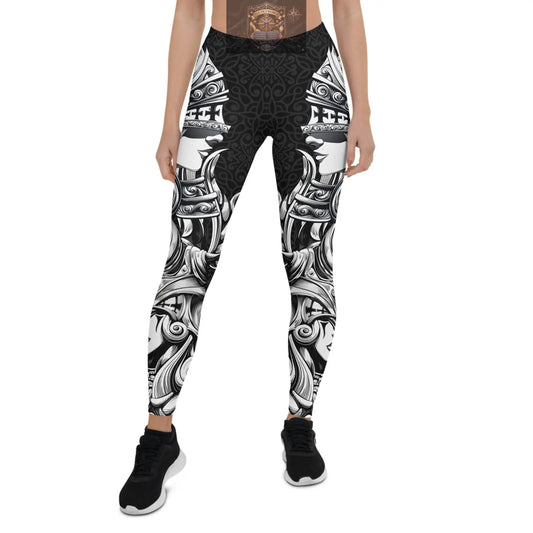 Valkyrie print high-waist performance leggings for women - squat-proof compression workout activewear - ALL IN 1 WORLD