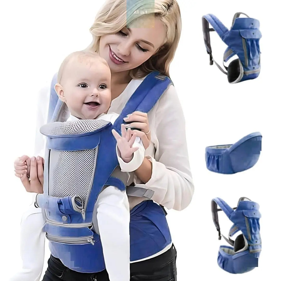 New-Born Baby | 5 Carry Positions Carrier bag-Blue & Grey Gray Themis