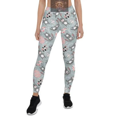 Cute Easter bunny print high-waist performance leggings for women - squat-proof workout activewear - ALL IN 1 WORLD