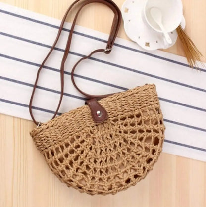 Half Moon Straw Crossbody Bag ALL IN 1 WORLD
