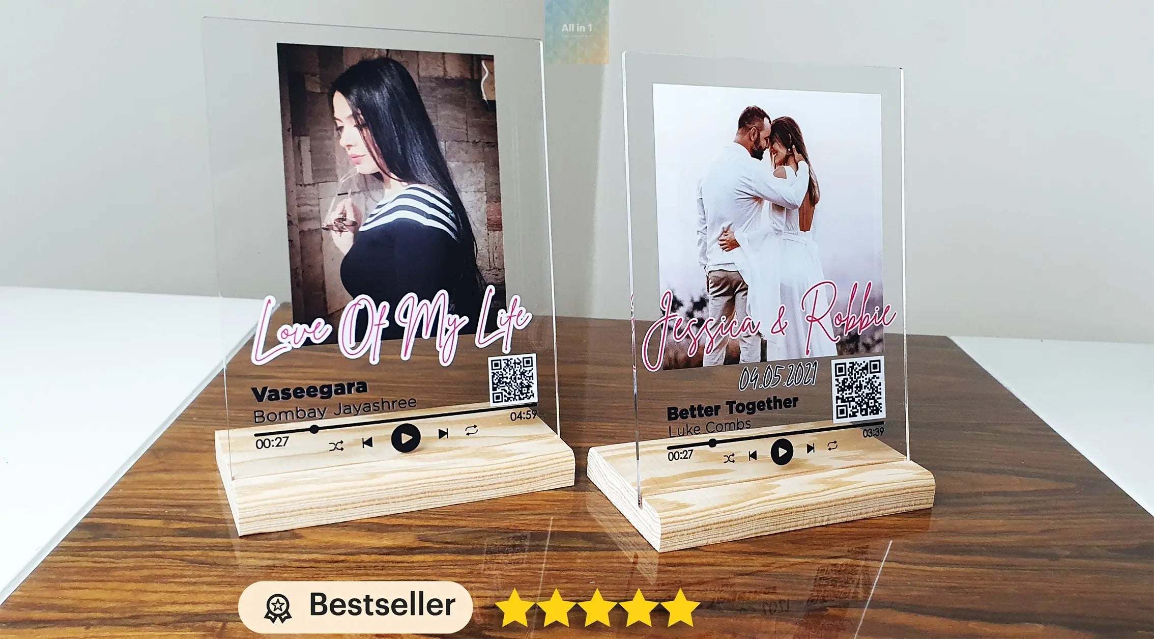 Personalized Gift Glass Art Music Plaque, Song Plaque, Spotify Sign White Felix