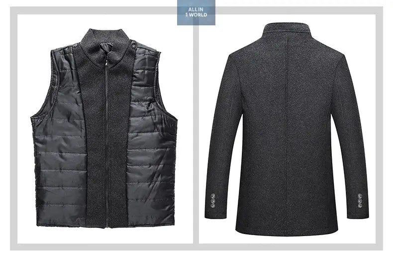 men's winter jacket Wool Slim Fit Thick Warm Coat all in 1 world