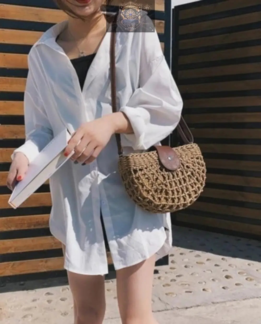 Half Moon Straw Crossbody Bag ALL IN 1 WORLD