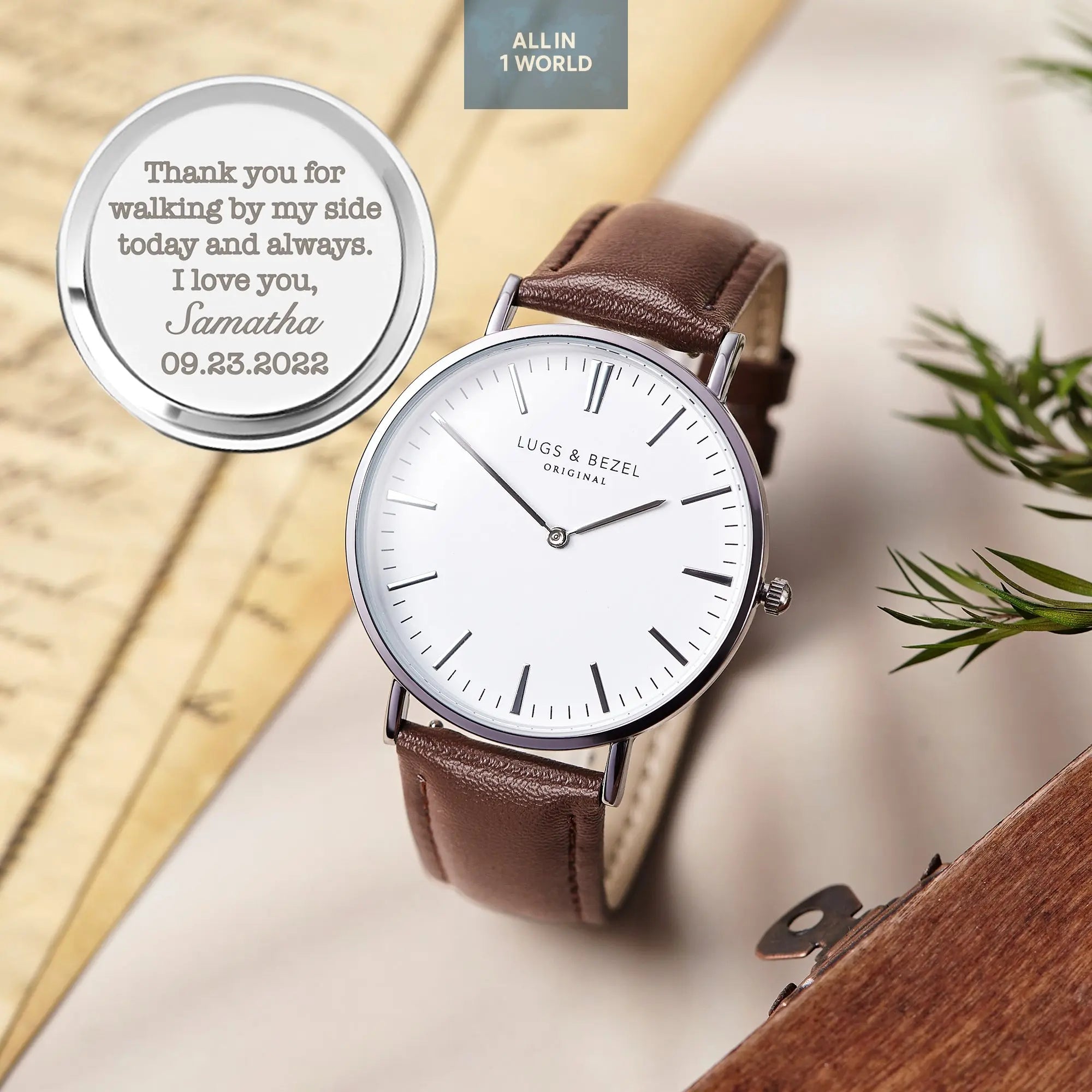 Personalized Mens Watch, Engraved Watch Gift for Boyfriend Husband all in 1 world