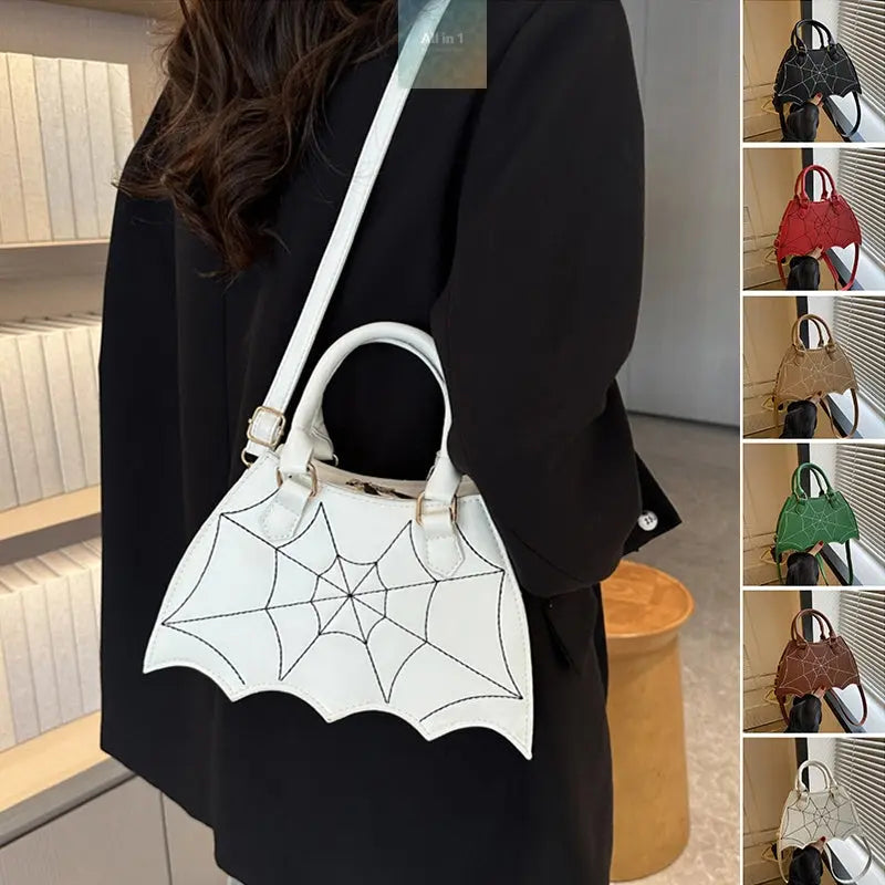 Halloween Spider Web Saddle Bags Fashion Personality Crossbody Crimson Medea