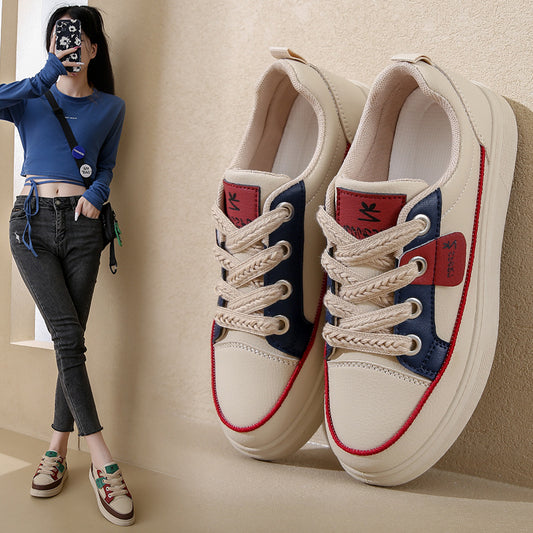 Women's Korean-style white platform sneaker, main view