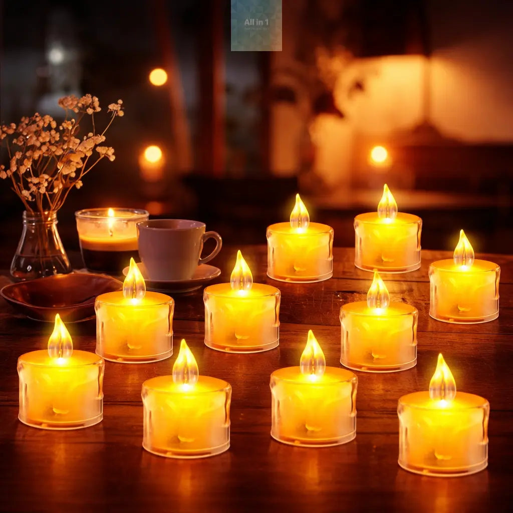 Flameless LED Tea Light Candle Set Peach Ash