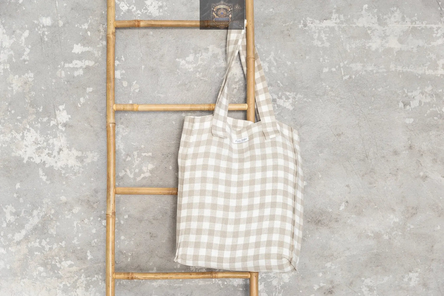 Striped Dark Grey linen weekender bag ALL IN 1 WORLD