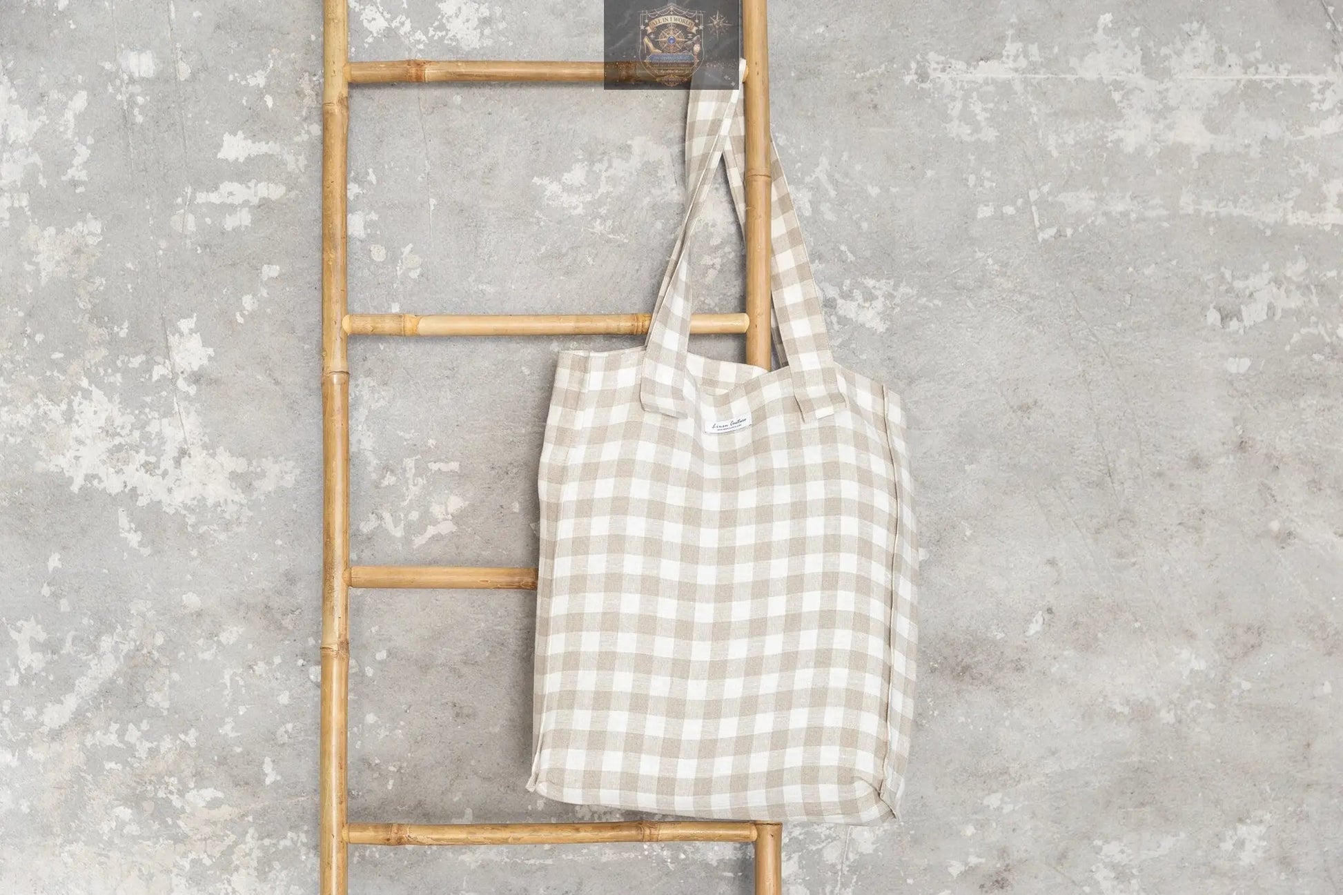 Striped Dark Grey linen weekender bag ALL IN 1 WORLD