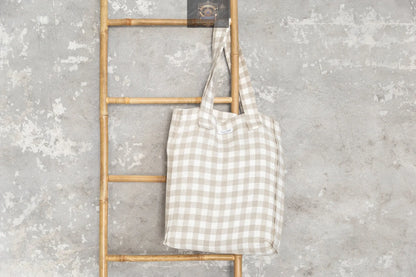 Striped Dark Grey linen weekender bag ALL IN 1 WORLD