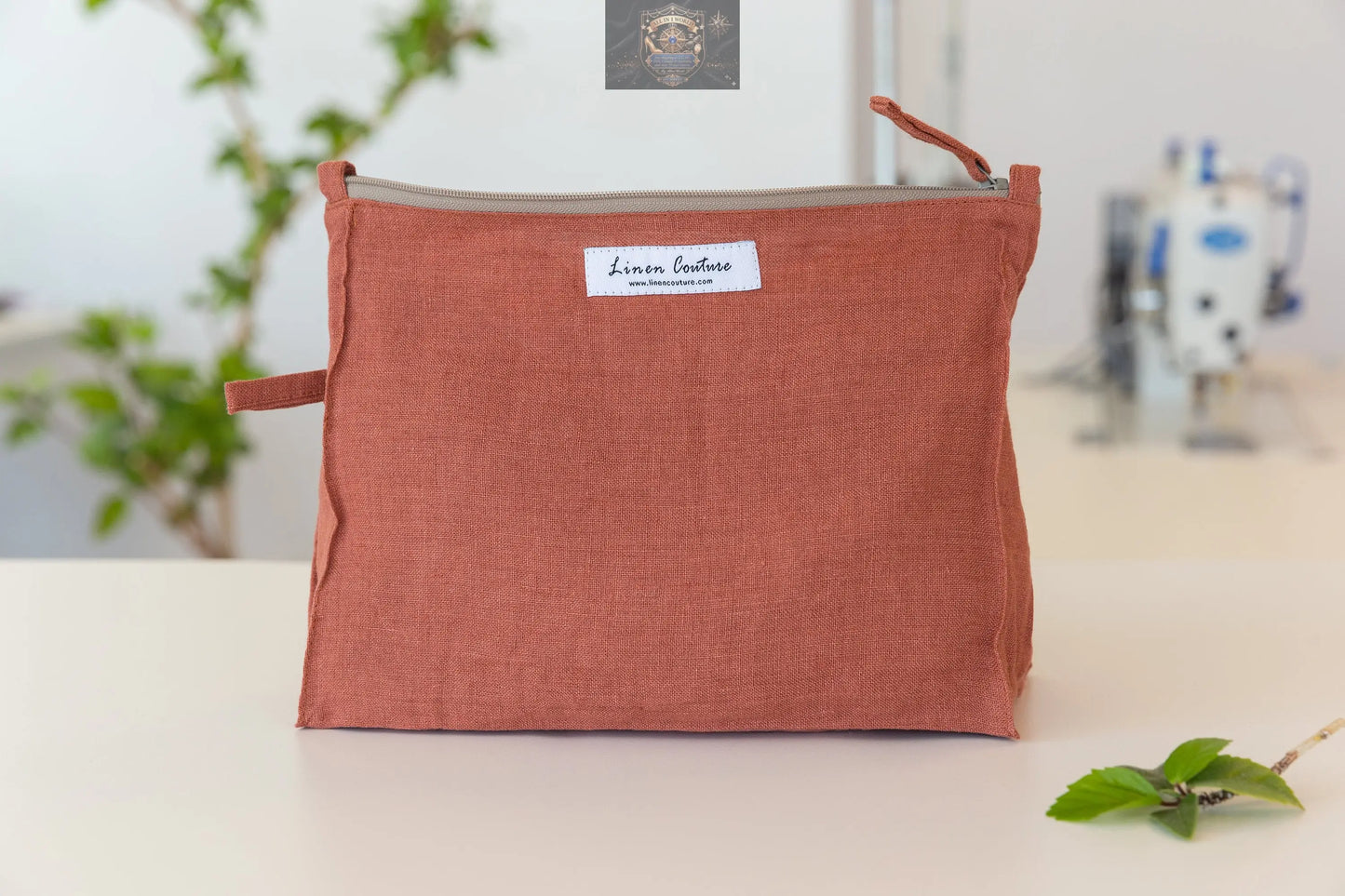 Melange Burgundy linen large makeup bag ALL IN 1 WORLD