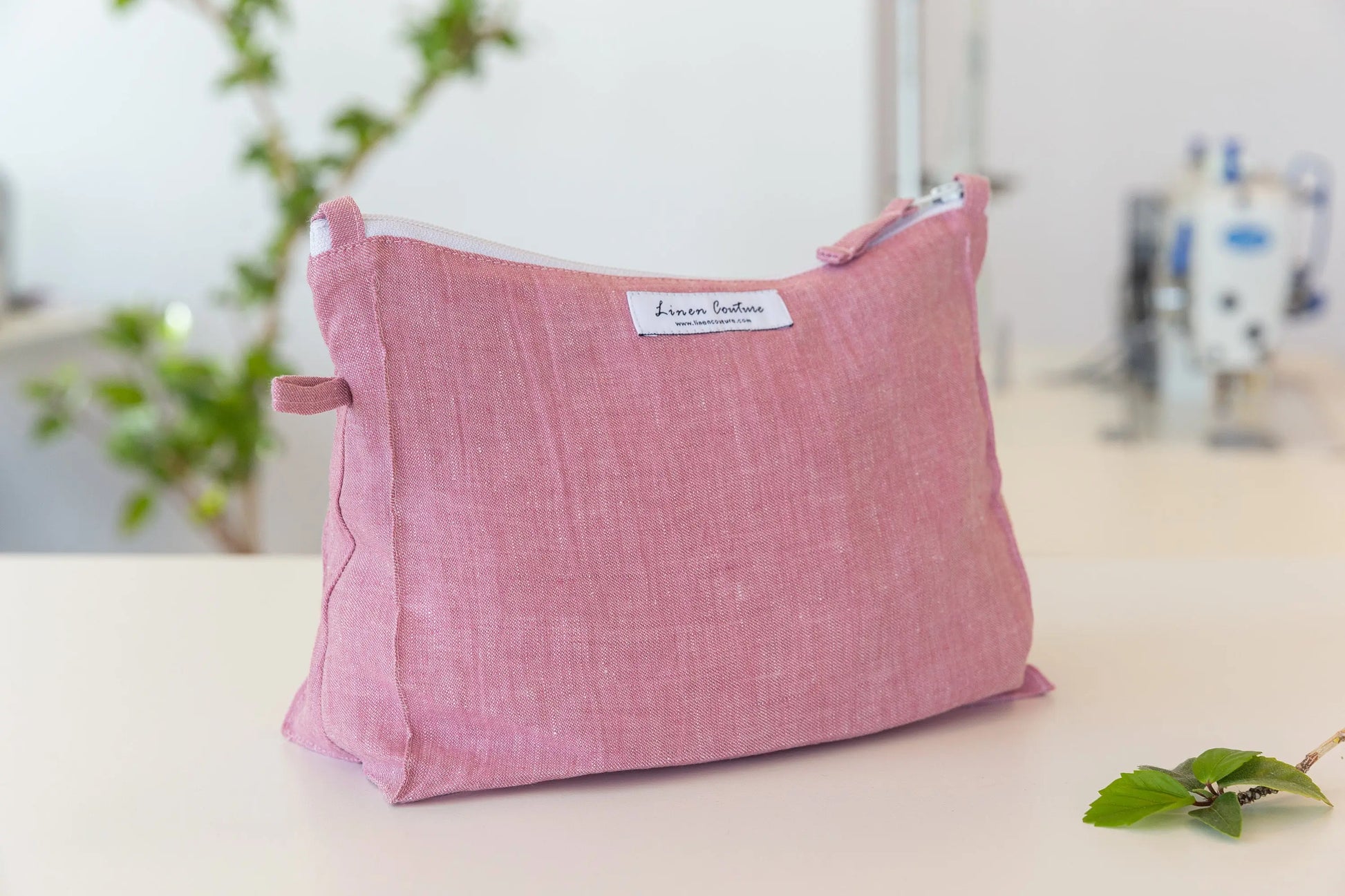 Melange Burgundy linen large makeup bag ALL IN 1 WORLD