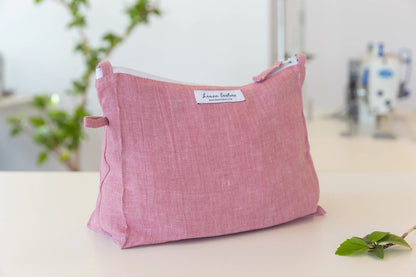 Melange Burgundy linen large makeup bag ALL IN 1 WORLD