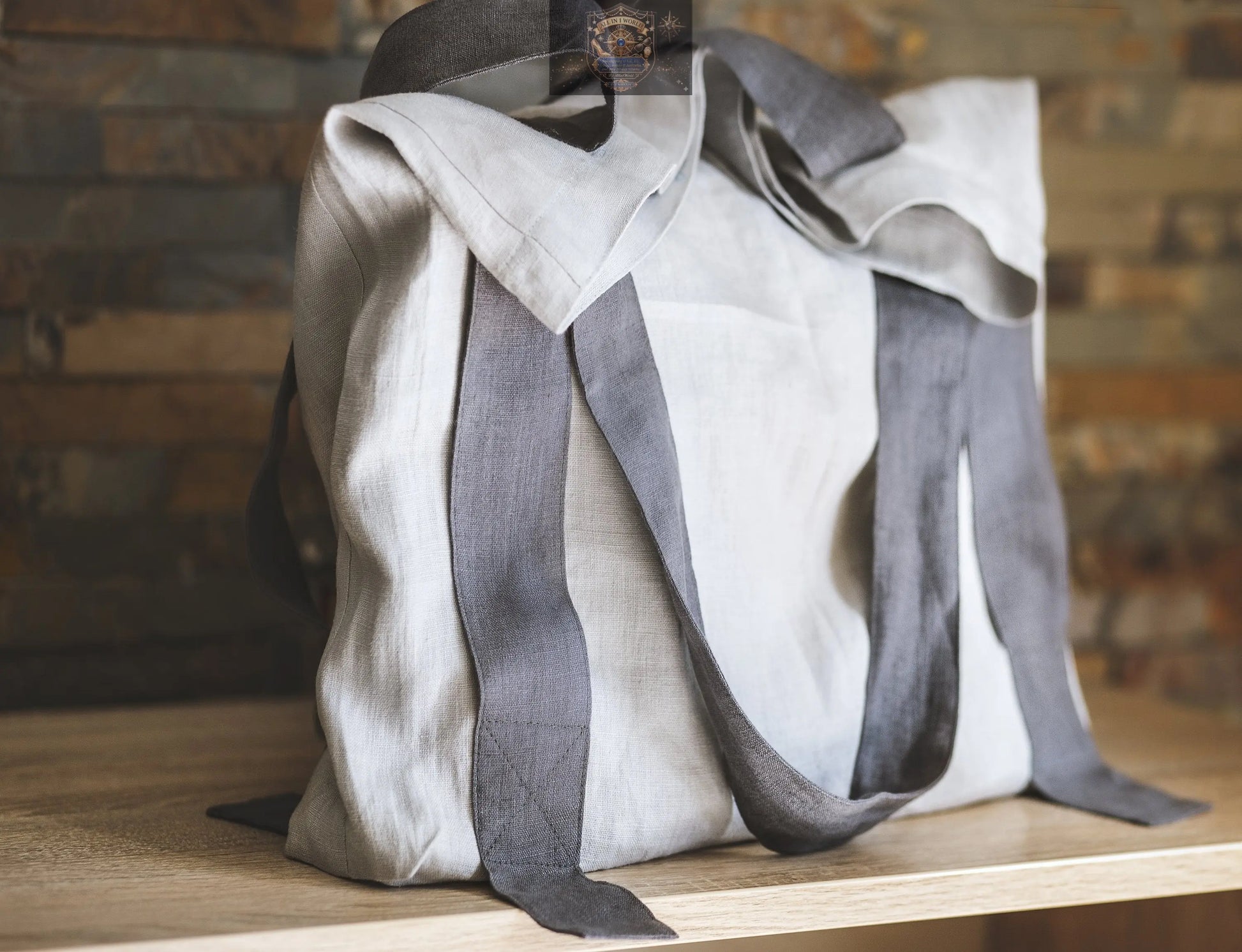 Safari Green and Greyish Mint linen canvas bag with two tones ALL IN 1 WORLD