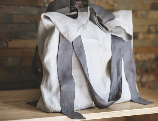 Safari Green and Greyish Mint linen canvas bag with two tones ALL IN 1 WORLD