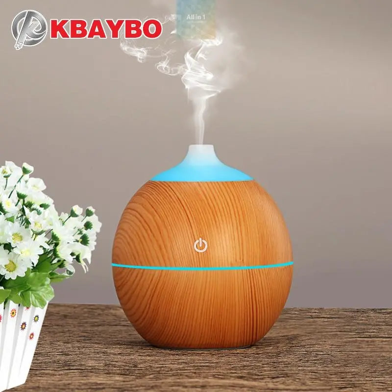 KBAYBO 130ml Aroma essential oil diffuser USB ultrasonic wood Air Blue Charlie